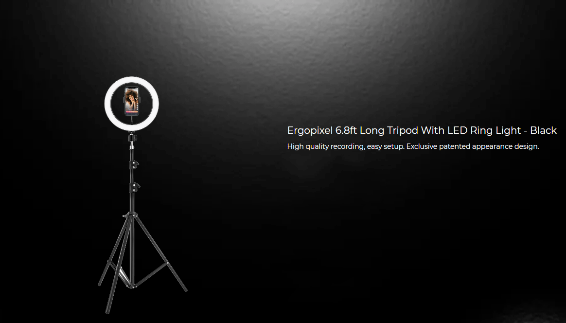 Product_奇妙_Ergopixel 6.8ft Long Tripod With LED Ring Light - Black