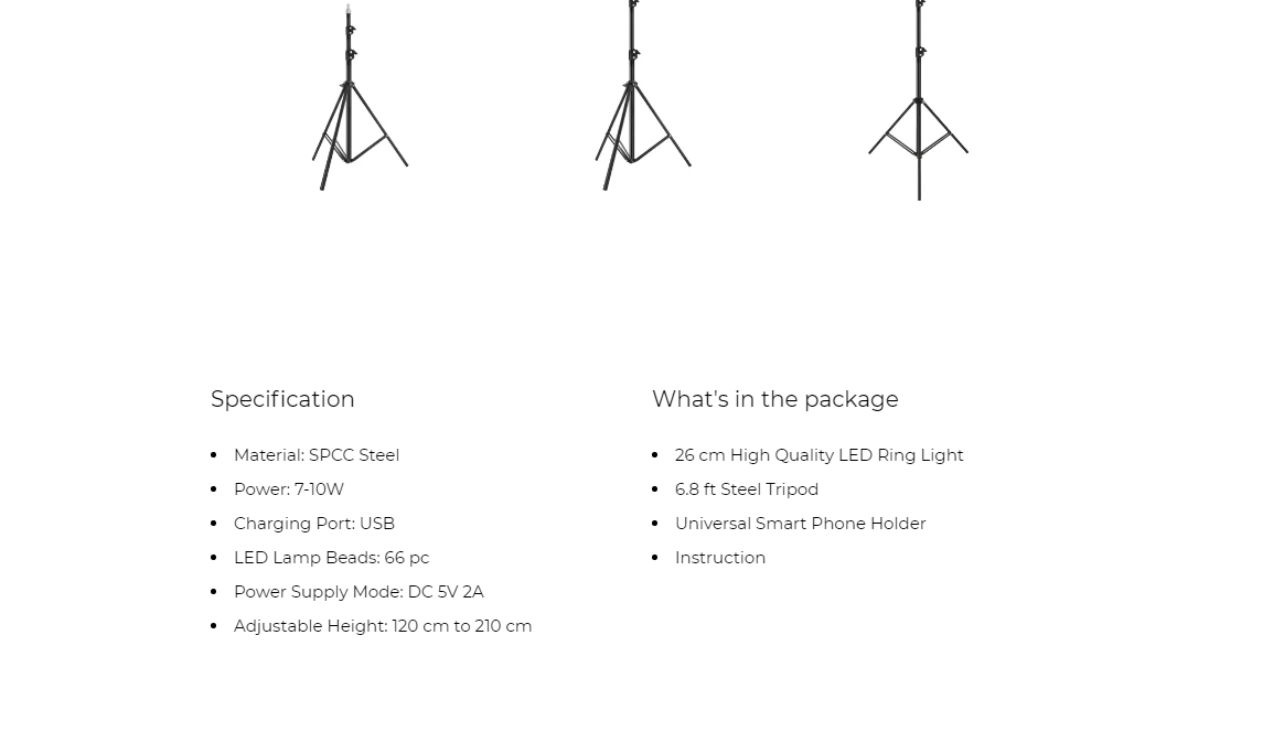 Product_奇妙_Ergopixel 6.8ft Long Tripod With LED Ring Light - Black