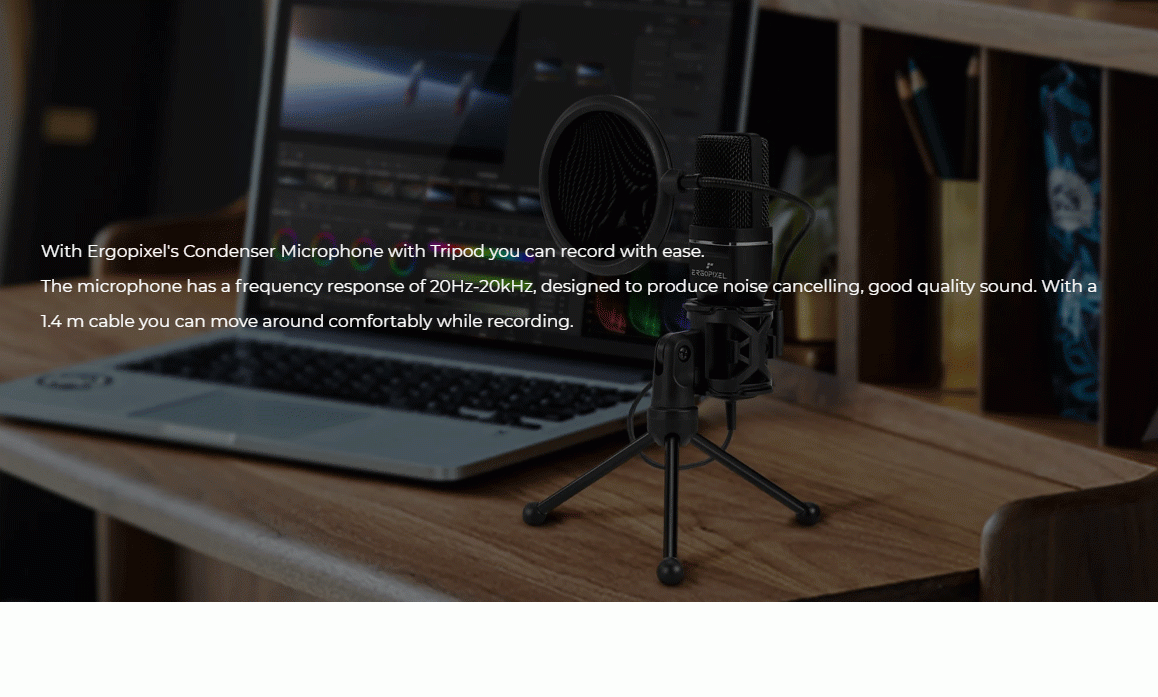 Product_奇妙_Ergopixel Condenser Microphone With Tripod - Black