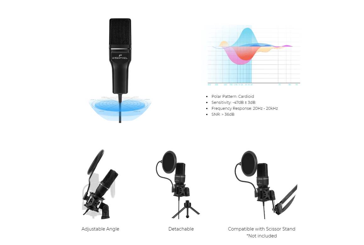 Product_奇妙_Ergopixel Condenser Microphone With Tripod - Black