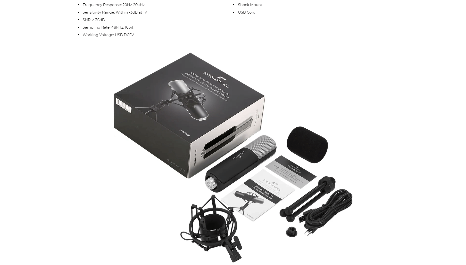 Product_奇妙_Ergopixel Studio Microphone With Tripod - Black