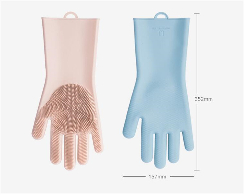 product-Jordan&Judy – Silicone Cleaning Gloves 1Pair Durable Silicone Dish Washing Glove for Household Scrubber Rubber Kitchen Tool