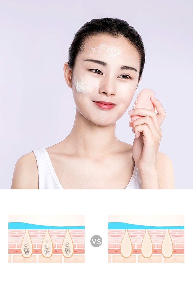 product-Xiaomi mijia sonic facial cleansing brush Mini Electric Massage Soft Bristles Waterproof Silicone Deep face Cleansing Tools