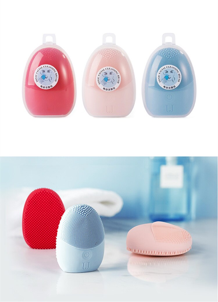 product-Xiaomi mijia sonic facial cleansing brush Mini Electric Massage Soft Bristles Waterproof Silicone Deep face Cleansing Tools