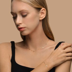 QM – 14K Gold Plated Cubic Zirconia Stainless Steel Initial Necklaces Stackable Layering Necklaces