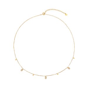 QM – 14K Gold Plated Cubic Zirconia Stainless Steel Initial Necklaces Stackable Layering Necklaces