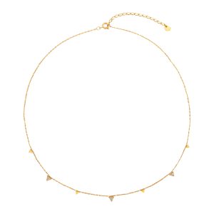 QM – 14K Gold Plated Cubic Zirconia Stainless Steel Initial Necklaces Stackable Layering Necklaces