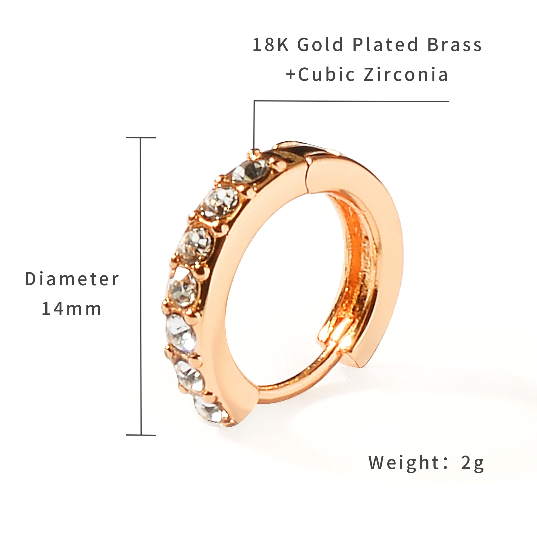 QM – 18K Gold Plated Brass Hoop Earrings With Peal Dainty Huggie Earrings