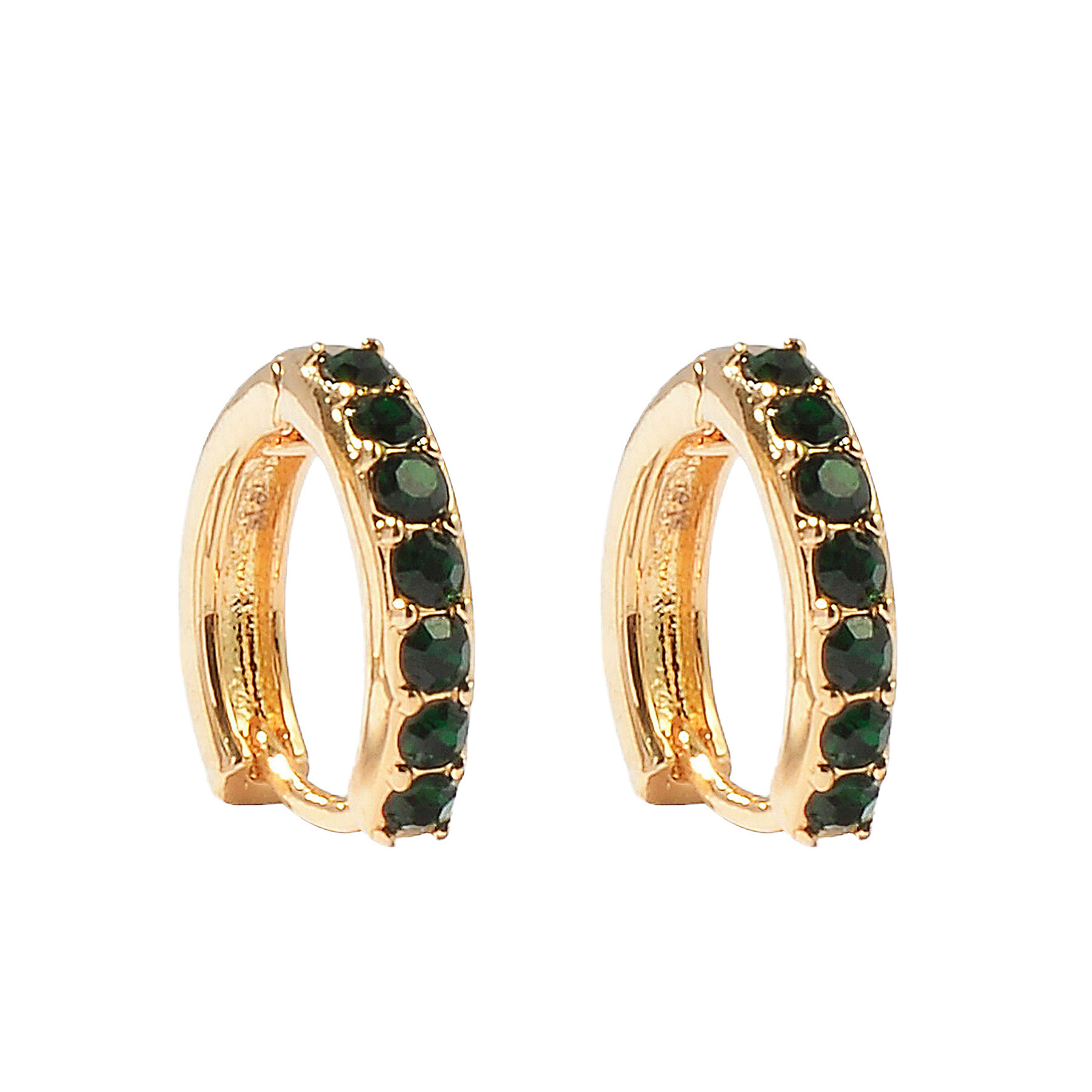 QM – 18K Gold Plated Brass Hoop Earrings With Peal Dainty Huggie Earrings