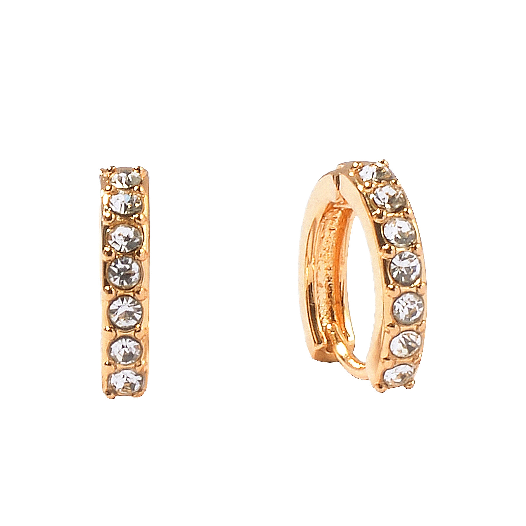 QM – 18K Gold Plated Brass Hoop Earrings With Peal Dainty Huggie Earrings