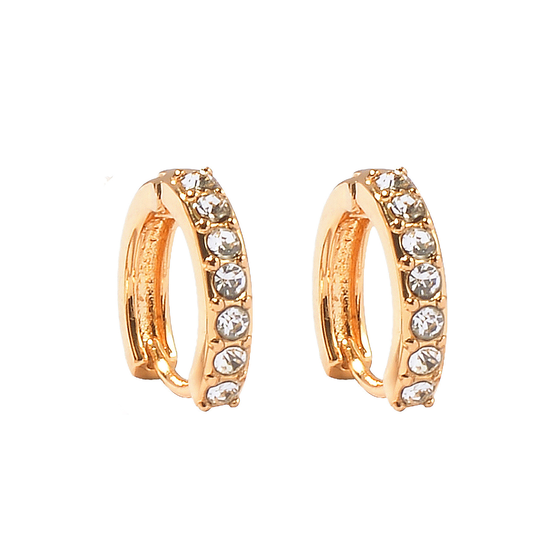 QM – 18K Gold Plated Brass Hoop Earrings With Peal Dainty Huggie Earrings