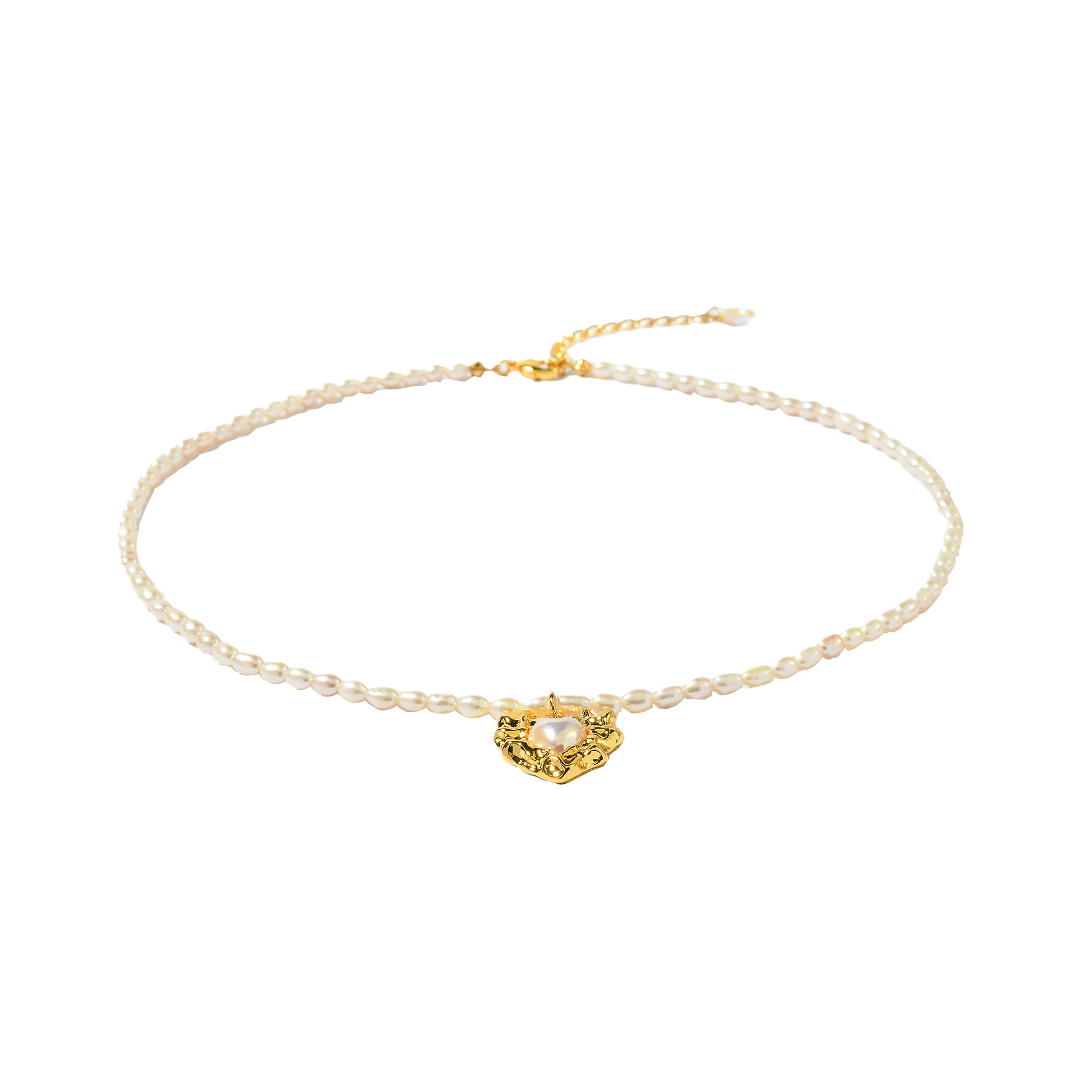 QM – 18k Gold Plated Heart Shape Pearl Stud necklaces