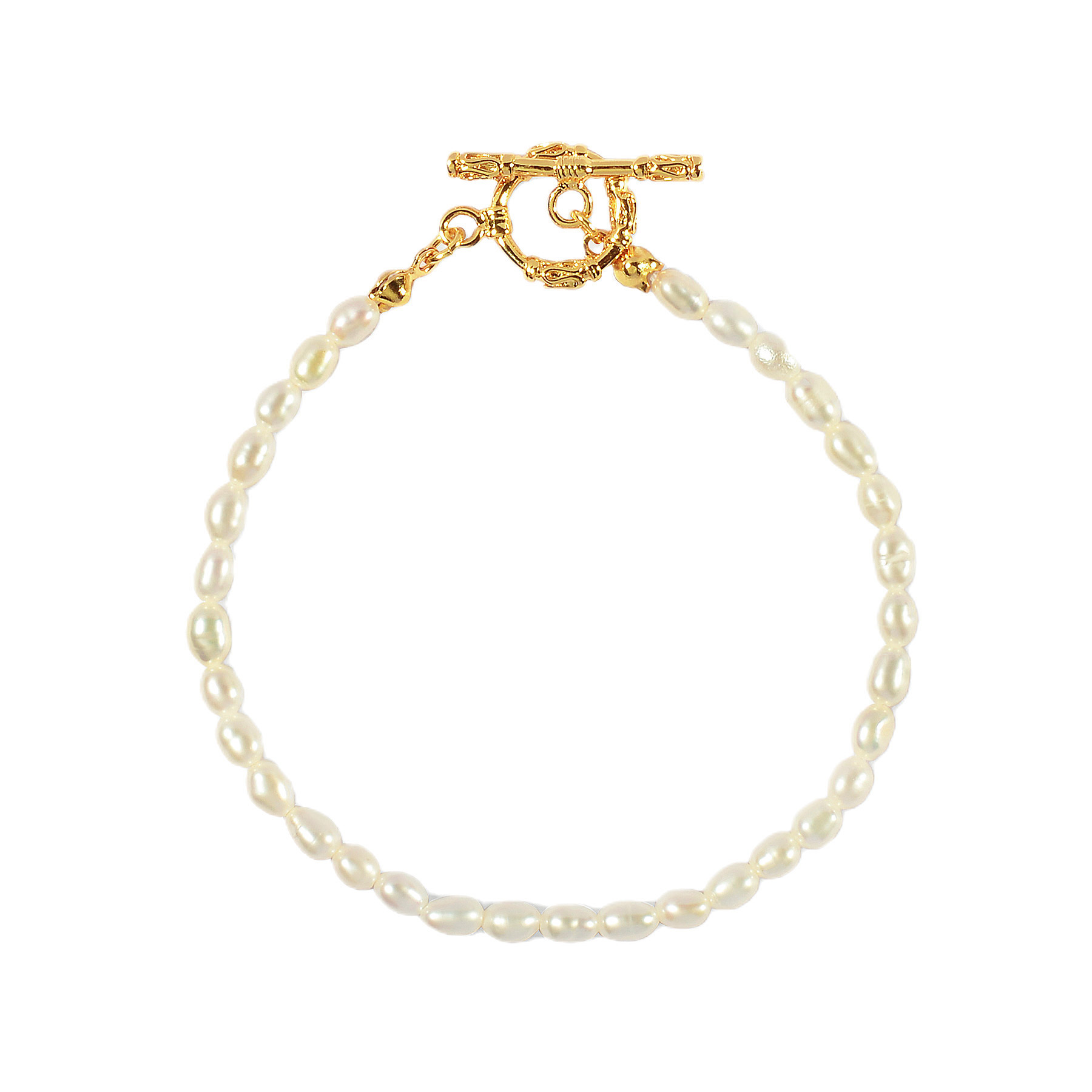 QM – Freshwater Pearls Dainty Bracelets with 18k Gold Plated Brass OT Buckle