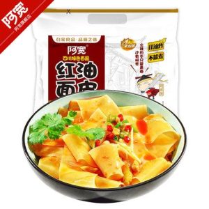 奇妙零食-阿宽红油面皮酸辣味四连包干拌420g